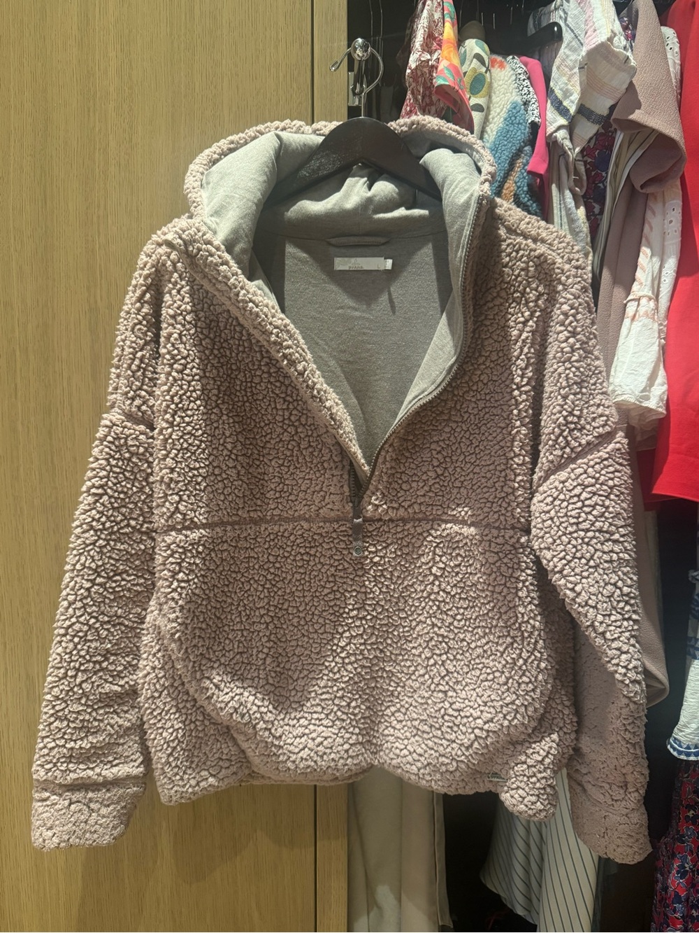Women's Prana Quarter Zip Sherpa Hoodie - Dusty Rose